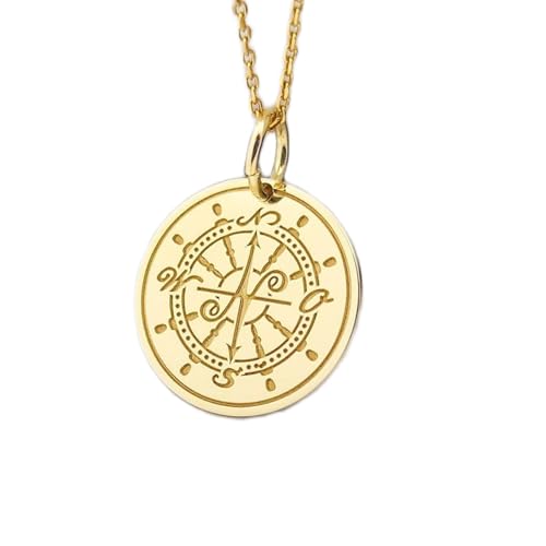 Colgante náutico con moneda y brújula de plata 925 fina de 25 mm con baño de oro