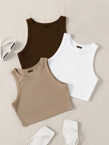 Image of Tops for Women Crop Top for Women's Tank Activewear Tee Sports Western Casual Cotton Camisole Pack of 3 Combo