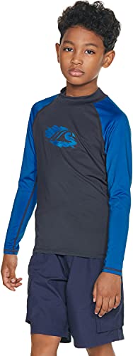 Tsla Boys Upf 50+ Rash Guard Long Sleeve, Uv Sun Proctection Water Swim Shirts, Surf Swimwear Swimsuit Top, Wave Rashie Charcoal & Royal Blue, 10 #TOP1