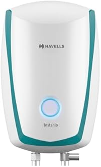 Havells Instanio 3L Instant Water Heater(Geyser)| Temp. Sensing LED Indicator| Rust & Shock Proof Body| ISI Marked|Warranty: 5 year on Inner Tank| High Rise Compatible (White Blue)