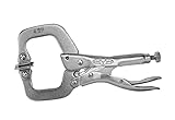 IRWIN Tools VISE-GRIP Locking C-Clamp, Original, Swivel Pad Tip, 4-inch (100mm) (165); 1-5/8” (41mm) Jaw Capacity