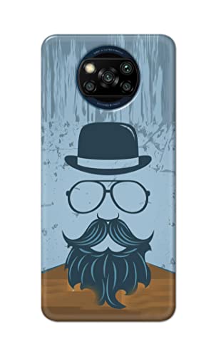 Image of PRINTFIDAA Mustache Beard and Hairstyle Hipster in Glasses Printed Designer Hard Case for Poco X3 Back Cover -(e) RPM1002