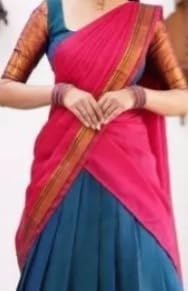 Image of ZITON ARICO MART Women's Indian Traditional Kanjivaram Silk Pure Weaving Lehenga Choli Along With Dupatta And Blouse Piece, Half Saree (Unstitched)