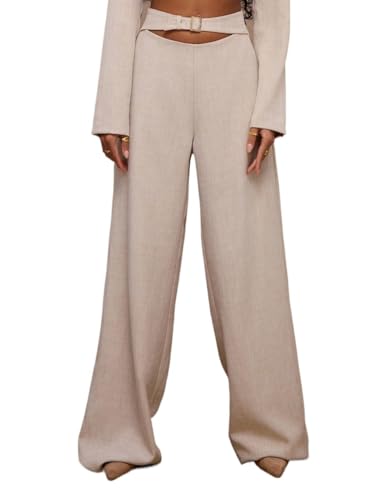TOOSIS Womens Dress Pants Loose High Waist Straight Leg Trouser Work Pants