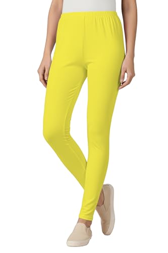 Image of Women's Cotton Lycra Ankle Length Leggings | Regular Rise, Soft 4 Way Stretch Fabric | Casual & Ethnic Wear