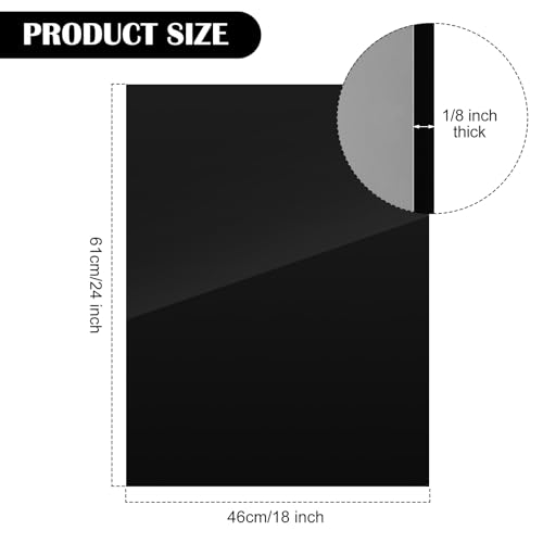 Image of Roowest 2 Pcs 18 x 24 Inch Acrylic Sheet 3 /16 inch Thick Acrylic Board Panel for Crafts Art Display Painting Shelf DIY Wedding Signs Cut to Size(Black)