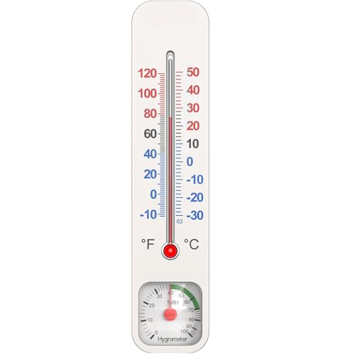 GLVSAE Analoges Thermometer, Klassisches Thermo-Hygrometer, Hochgenau, Geeignet für Innen, Außen, Garten, Wasserdichtes Design, Aufhängbar