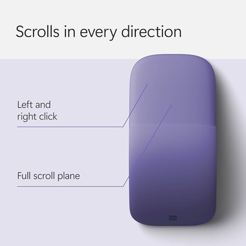 Image of Microsoft Surface Arc Bluetooth Mouse, Ultra-Slim and Lightweight, Snaps Flat for Portability, Full Scroll Plane, Compatible with Windows 11, Battery Included - Violet