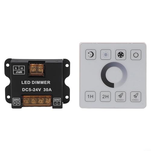 Yuanpgky Controlador LED monocromático para tiras de luz CC 5V-24V, regulador de panel táctil con control remoto RF, capacidad de 30 A, compatible con la mayoría de LED de un solo color (0)