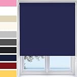 Ev Dekor Blackout Roller Blinds - Blue | Navy 114 Width 210 cm Drop, Thermal Insulated Fabric Child Safe, Easy Fit Blackout Roller Trimmable Blind UV Protection Home Office Window Blinds