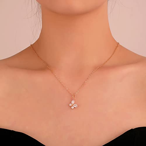 TseenYi Collier Tour De Cou Papillon Cristal Collier Pendentif Papillon Mini Collier Papillon Collier Papillon Or Chaîne Bijoux Pour Femmes Et Filles Cadeaux Cover