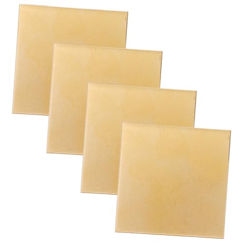 PRETYZOOM 4pcs Sheets Brass Material Repairs Crafting Electrical Plates Work Copper Sheeting Brass Plate Copper Plate Golden