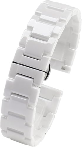 Stylish Ceramic Bracelet Watch Band for Women & Men - Stainless Steel, Adjustable 12-22mm Fashion Wrist Strap for Smartwatches & Traditional Watches Ceramic White 17mm