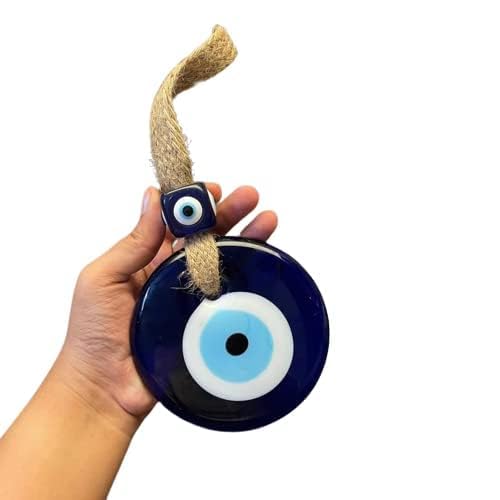 BLUE BEADS Turkish Feng Shui Vastu Blue Glass Evil Eye Hanging/Door Hanging Nazar Batu for Protection and Good Luck - Perfect for Gifting Home or Office (Jute)