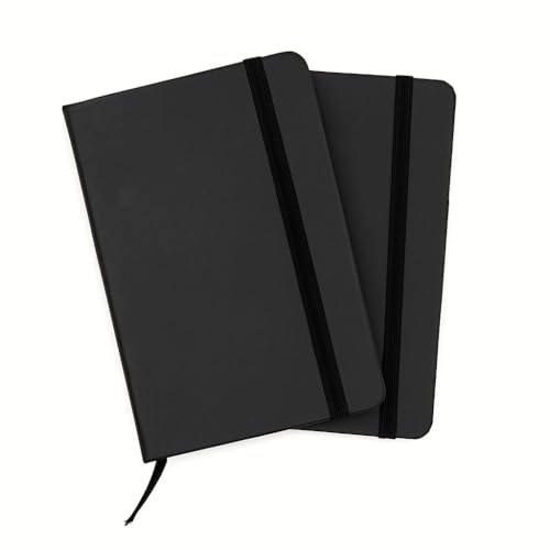 Image of AccuPrints A6 Hard Bound Diary Size 6 x 4.2 inches with 160 Pages | Notebook Diary with Elastic Lock PU Leather Pocket Diary for Office (Black)