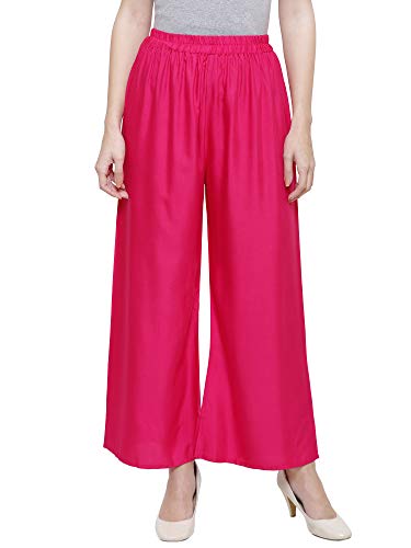Buy YOLKI Pink Palazzo Pant for women's Ethinic flared Bottom, Size XL at  Amazon.in