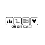 2uds. Pegatina vinilo para Caravana, Camper, Furgo camper, Campervan. One life, live it. SugarRacesCustoms (Negro)