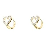 CZ Heart Shaped Small Hoop Cartilage Earrings for Women Girls 925 Sterling Silver Cubic Zirconia Hyp