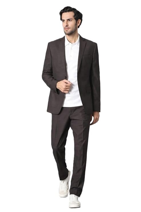 rainmaind Men's Formal Suit, Dark Brown, Two-Piece Blazer and Trousers Set, Business Wear-picture-18
