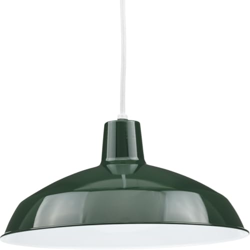 Progress Lighting P5094-45 Metal Shade Pendants, 16-Inch Diameter x 8-1/4-Inch Height, Dark Green