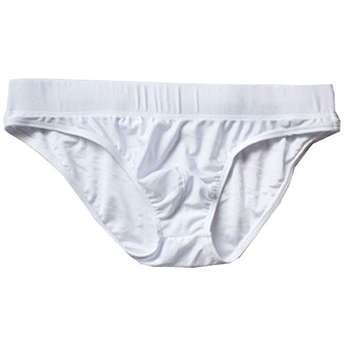 ANJUNIE Mens Thong G-String Underwear Shorts Underpants Soft Briefs Panties Comfort(White,L)