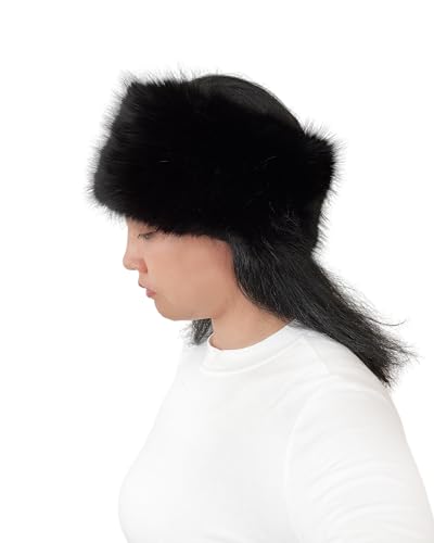 Lina & Lily Women's Winter Headband Head Ear Warmer Long Pile Faux Fur (Black) - Image 4