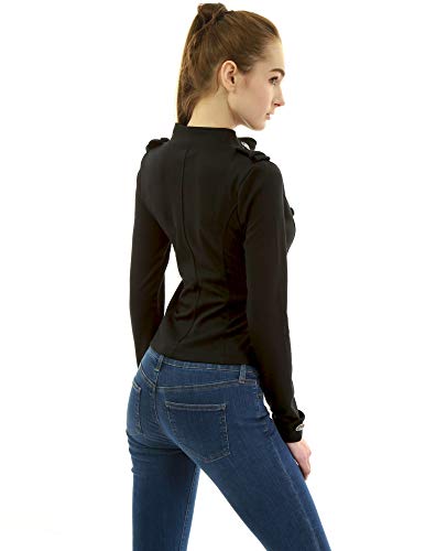 AmélieBoutik Women Zip Front Stand Collar Military Light Jacket3