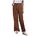 Pantalones de bolsillo de algodón cintura de lino sólido mujeres Plus tamaño pantalones casuales 7/8 pantalones mujer pantalones de verano, Braun-a., L