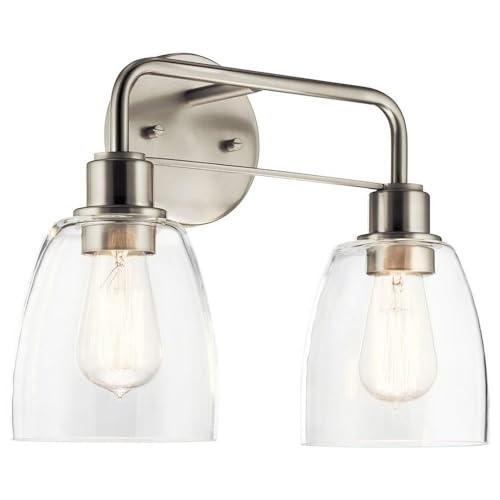 Image of Kichler Meller 2-Light Industrial Vanity Light, Brushed Nickel
