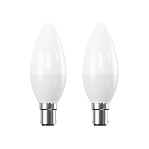 B15 Small Bayonet Cap Fitting LED Light Bulb, 4.9W 40 watts Equivalent, Energy Saving, Candle C37 Light Bulbs, Daylight 6500K, Long-Lasting, Bright Led Bulbs, 470 Lumen, Non-Dimmable, Pack of 2