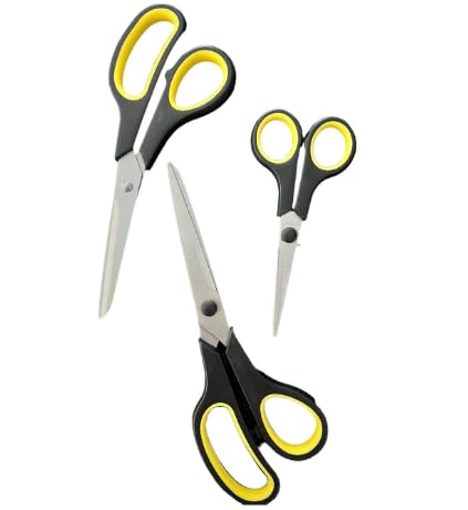 Kit com 3 Tesouras Uso Geral 03 peças modelos de tamanho Multiuso Aço Inoxidável resistente Papel Te