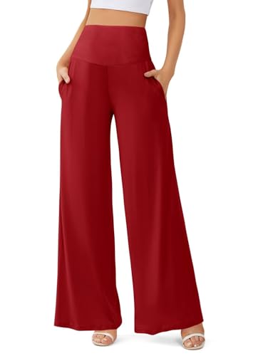JZC Women's Palazzo Lounge Pants Casual Wide Leg Pants High Waist Flowy Toursers with Pockets