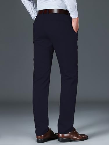 Image of AVANOVA Men's Light Grey Solid Trousers Light Business Style Slightly Stretch Straight Leg Pants for Outdoor Casual Daily (Trouser 127)