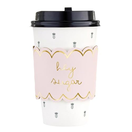 8-Count Paper To-Go Cups with Lids and Sleeves, 16-Ounce, Hey Sugar