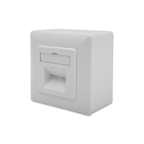 DIGITUS Cat-6A junction box - 2 port RJ45 - surface-mounted network socket - vertical supply - design-ready - pure white
