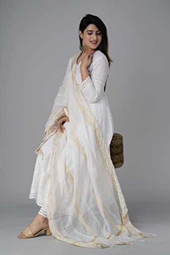 JG JAI GOVINDAM Chikankari Cotton Anarkali Indian Kurti For Women Summer Dress Kurta Pant With Dupatta Set Pakistani Kurta4