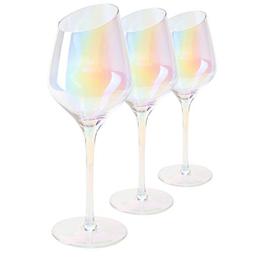 Beasea Weinglas-Set, 3 Stück, Rot- und Weißweingläser, Regenbogenfarben, langer Stiel, Weingläser, mundgeblasene Kristallweingläser für Hochzeitstag Cover