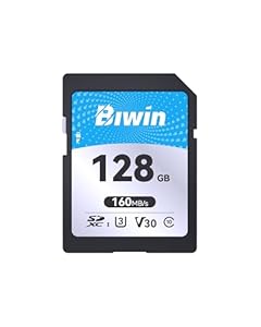 Biwin SD160 SDXC Speicherkarte 128GB - Lesen bis zu 160 MB/s - V30 UHS-I U3 Klasse 10-4K UHD Videos für Videoaufnahmen von Digitalkamera Canon Sony usw.