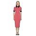 Marycrafts Women's Contrast Short Sleeve Collar Midi Dress Work Office