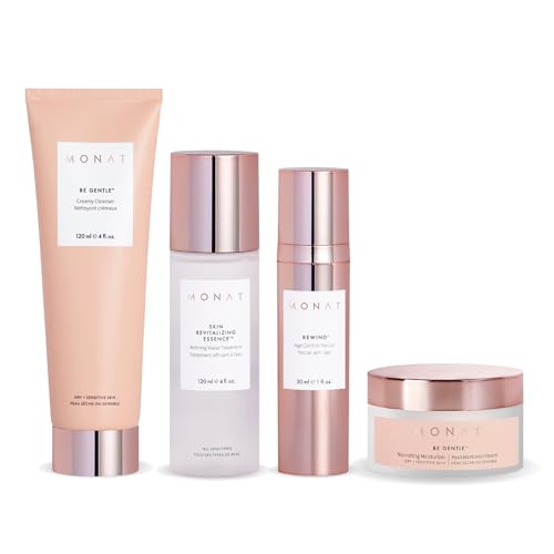MONAT BE GENTLE™ System – Nourishing Skincare System with Gentle Cleanser Revitalizing Essence Anti-Aging Nectar & Gentle Moisturizer – Powerful Blend of Natural Ingredients – Sensitive Skin Friendly