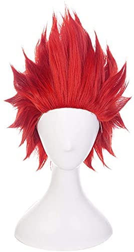 ZGNGLIZ Anime Cosplay Wig Dark Green Short Curly Synthetic Hair for Men Anime Costume Party & Halloween with Free Wig Cap (Short Red)