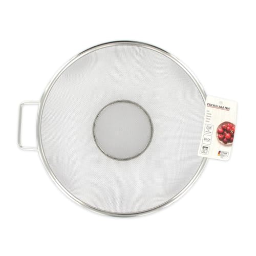 Foto von Fackelmann Edelstahl Sieb Ø 26 cm – Feinmaschiger Seiher mit Zwei Griffen, Spülmaschinengeeignet, Silber