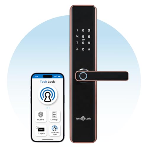 Mejores precios y opiniones de Chapas lock comprados en linea. 34 Tock Lock - Cerradura inteligente para puerta principal | Chapa digital 5 métodos de acceso | Bronce