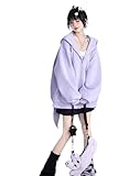 YTRPI Women's Oversize Kawaii Long Rabbit Ears Hooded Sweater Girl Sweet Y2K Hoodie (Purple,Medium)