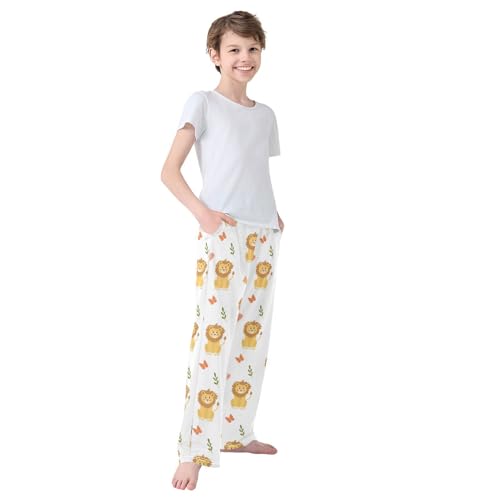 Boys' Pants Lion Animal Butterfly Leaf Long Bottoms Jogger Pants Elastic Waist Trousers with Pockets S-XL4