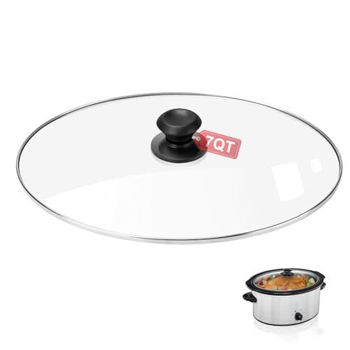 Oval Glass Crock Pot Lid 7 Quart Replacement for Oval lid Crock Pot Slow Cooker SCV700SS and for Hamilton Beach Slow Cooker Lids Replacement 7 Quart 33474G.