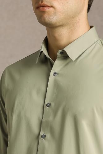 Image of Louis Philippe Men's Slim Fit Bamboo Blend Sustainable Stretch Young Formal Shirt
