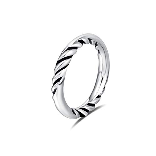 UNY Ring Wedding Band 3mm Twisted Cable Wire Designer Inspired Fashion Brand Antique Womens Jewelry (Silver 08)