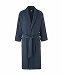 THE SAVILE ROW COMPANY LONDON Men's Luxury Cotton Waffle Bathrobe Dressing Gown With Terry Cotton Lining - Navy - XXL