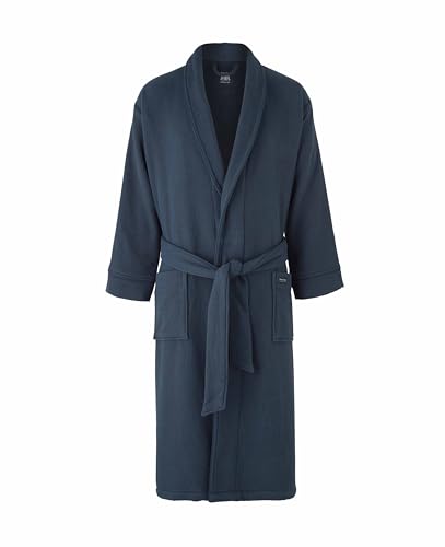 THE SAVILE ROW COMPANY LONDON Men's Luxury Cotton Waffle Bathrobe Dressing Gown With Terry Cotton Lining, Navy, XXL